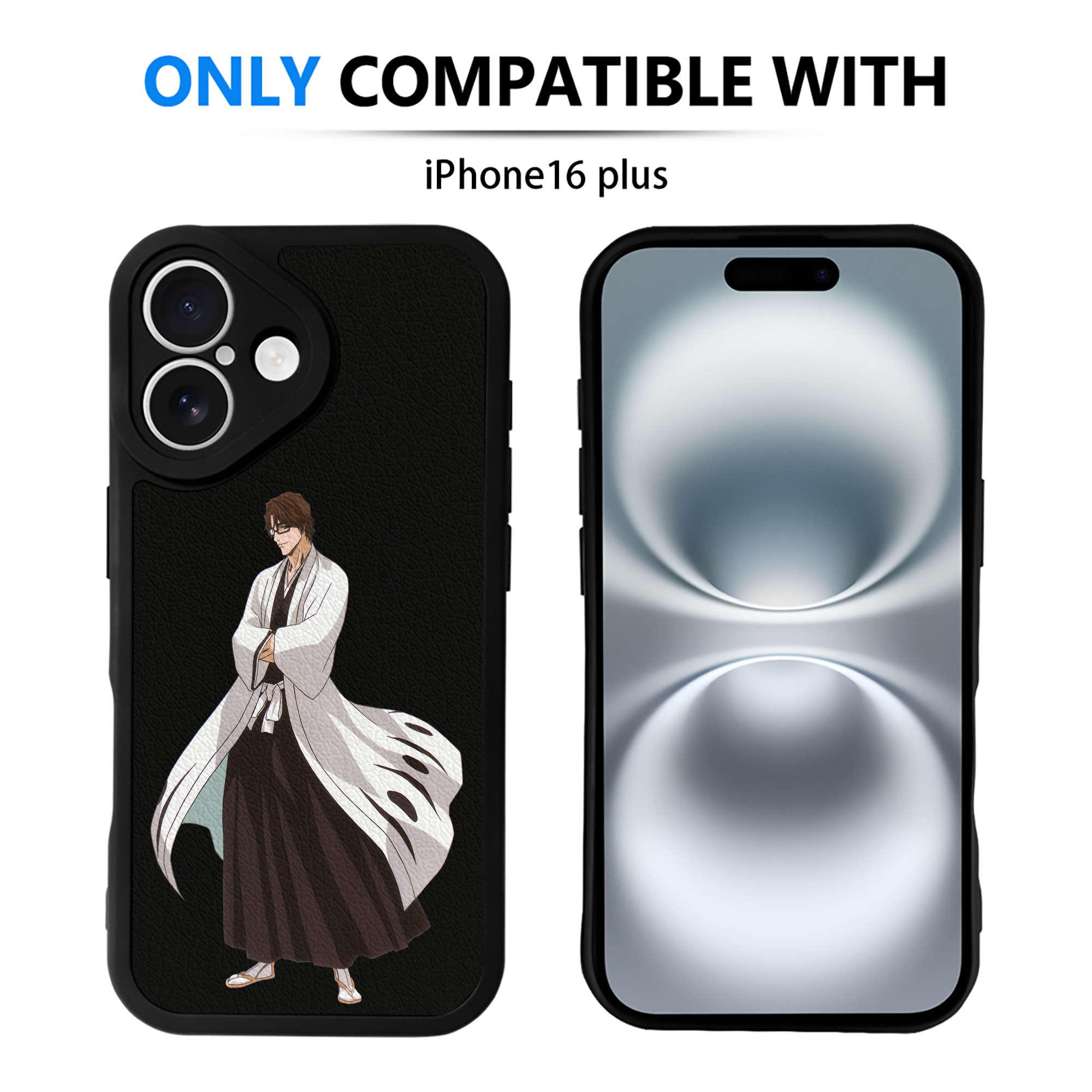 （画像用） ブリーチ 藍染 惣右介（あいぜん そうすけ） BLEACH Aizen Sousuke 【iPhone 16シリーズ対応】シリコンスマホケース（レザー調） 材質：シリコン